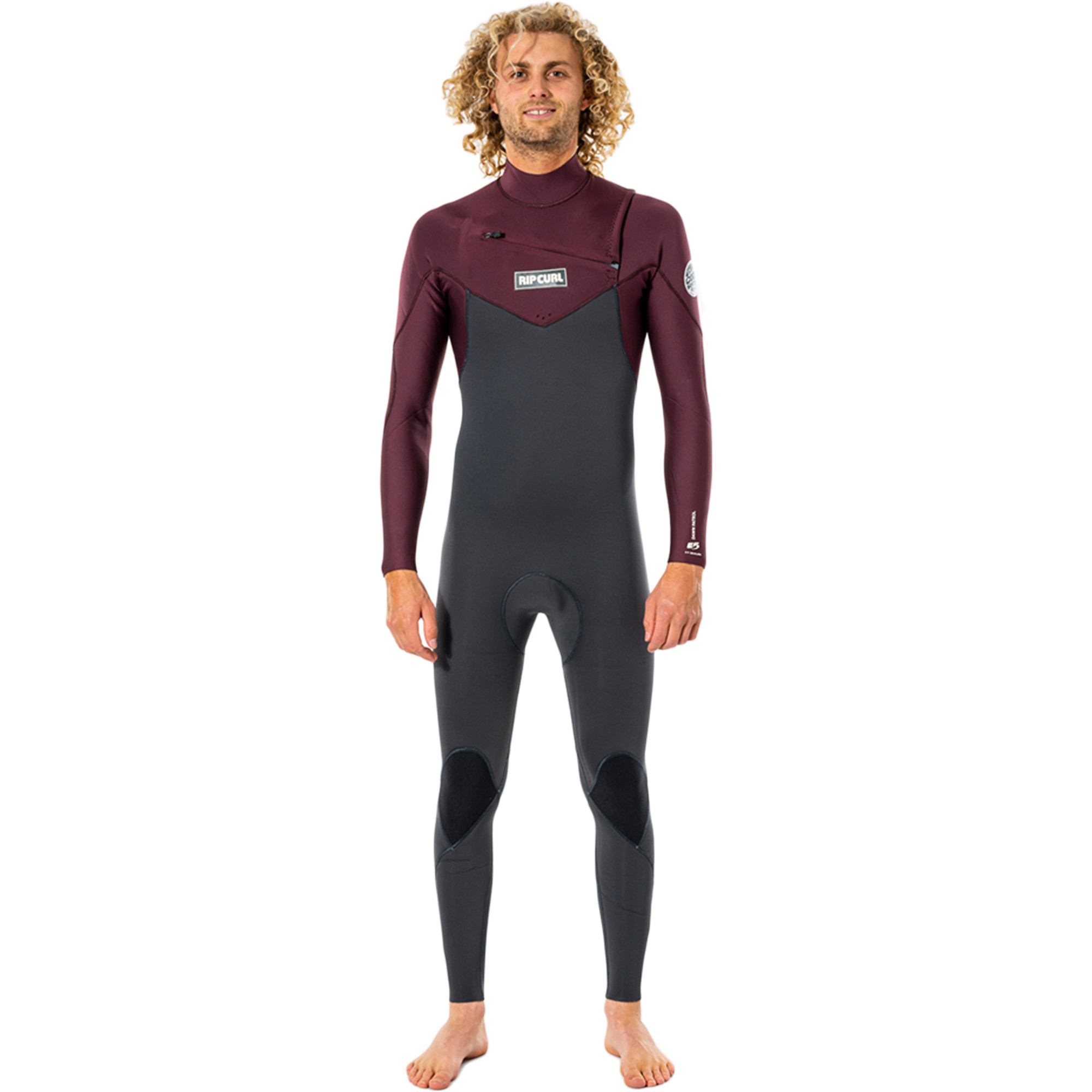 2022 Rip Curl Mens Dawn Patrol Warmth 32mm Chest Zip Wetsuit Wsm9am Wine Wetsuit Outlet